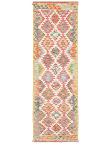 Tappeto Kilim Afghanistan 79x254 Avorio Rosa