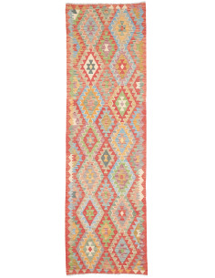 Tappeto Kilim Afghanistan 84x292 Rosso Corallo