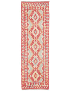 Rug Kilim Afghanistan 74x243 Coral Red Light Bl