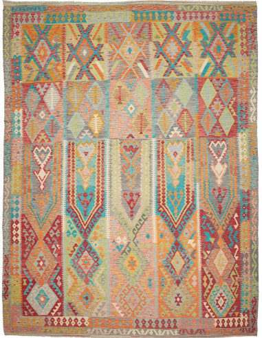 Rug Kilim Afghanistan 305x400 Teal Orange Terra