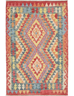 Hand Made Rug Kilim Afghanistan 100x149 Red Blu