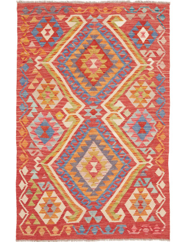 Hand Made Rug Kilim Afghanistan 101x158 Red Blu