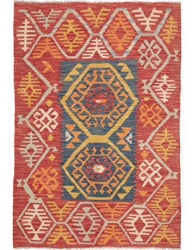 Hand Made Rug Kilim Afghanistan 101x150 Red Ora