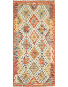 Hand Made Rug Kilim Afghanistan 95x196 Orange M