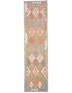 Rug Kilim Afghanistan 78x297 Pastel Blue Coral