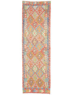 Rug Kilim Afghanistan 83x280 Coral Sky Blue