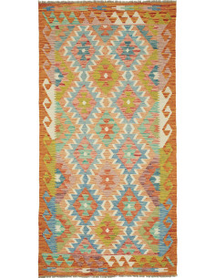 Kilim 102x201 Cm Kilim, Afghanistan, Hand-carded Wool warp:
