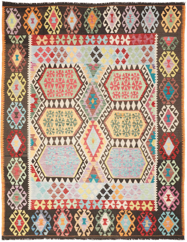 Kilim 184x233 Cm Kilim Afghanistan, Hand-carded Wool warp: