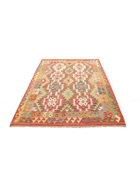 Kilim 145x194 Cm Kilim Afghano In Lana Cardata A Mano.
