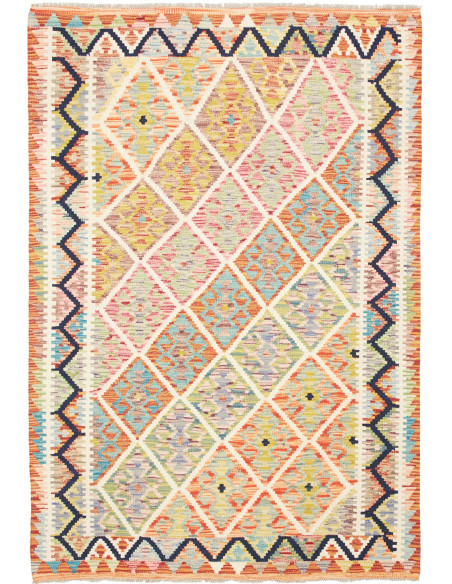 Kilim 128x184 Cm Afghan Kilim, Hand-carded Wool