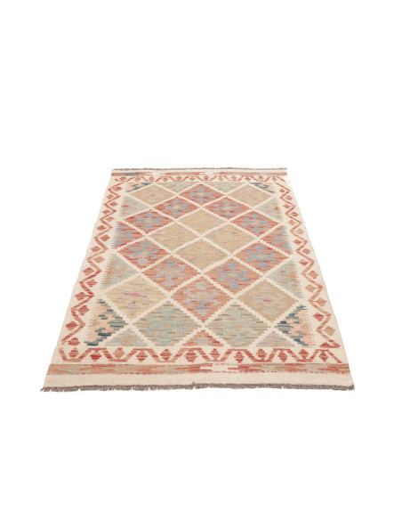 Kilim 99x145 Cm Kilim Afghano, Lana Cardata A Mano, Cotone