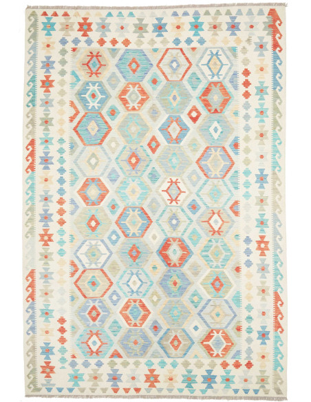 Rug Kilim Afghanistan 198x297 Off-white Turquoi
