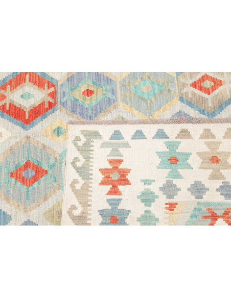 Rug Kilim Afghanistan 198x297 Off-white Turquoi