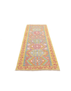 Rug Kilim Afghanistan 80x243 Bright Yellow Blue 2