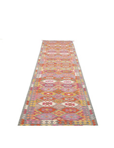Tappeto Kilim Afghanistan 83x394 Rosa Arancio 2