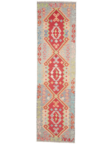 Tappeto Kilim Afghanistan 82x297 Grigio Blu Ros