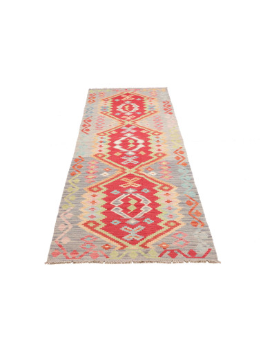 Rug Kilim Afghanistan 82x297 Grey Blue Red Peac