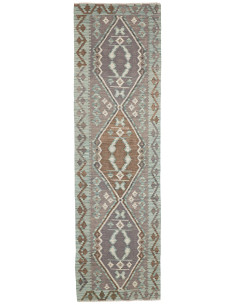 Tappeto Kilim Afghanistan 84x295 Verde Acqua Gr