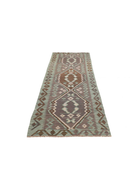 Tappeto Kilim Afghanistan 84x295 Verde Acqua Gr
