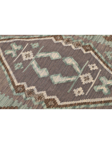 Tappeto Kilim Afghanistan 84x295 Verde Acqua Gr