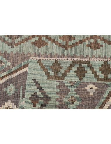 Tappeto Kilim Afghanistan 84x295 Verde Acqua Gr