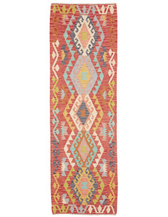 Tappeto Kilim Afghanistan 78x242 Rosso Terracot