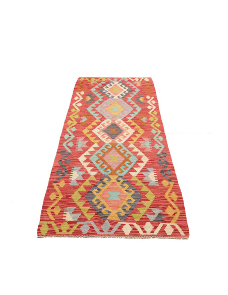 Tappeto Kilim Afghanistan 78x242 Rosso Terracot