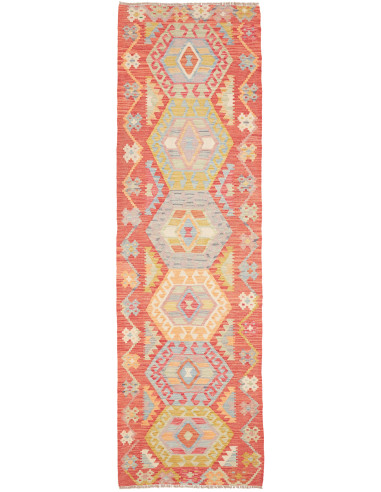 Tappeto Kilim Afghanistan 87x297 Terracotta Blu