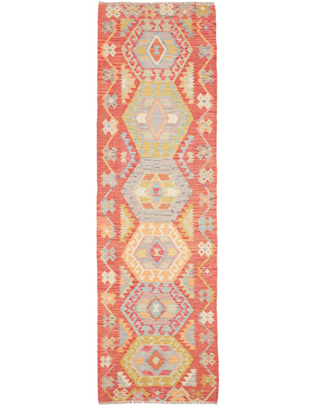 Tappeto Kilim Afghanistan 87x297 Terracotta Blu