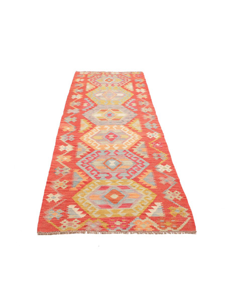 Tappeto Kilim Afghanistan 87x297 Terracotta Blu