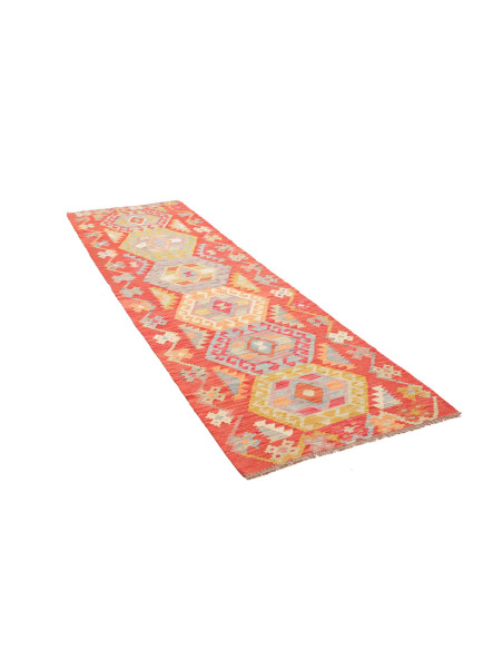 Tappeto Kilim Afghanistan 87x297 Terracotta Blu