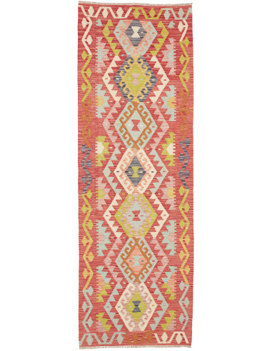 Rug Kilim Afghanistan 80x245 Terracotta Red Blu
