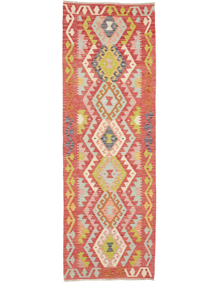 Rug Kilim Afghanistan 80x245 Terracotta Red Blu