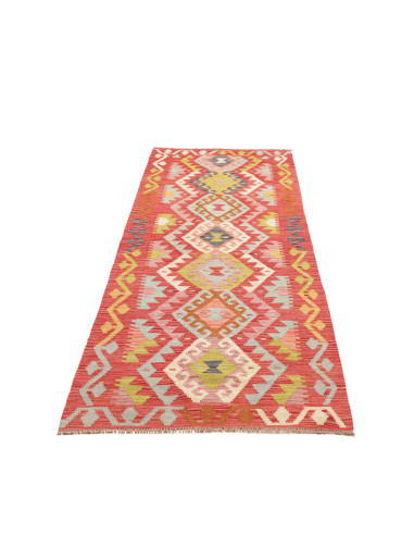 Rug Kilim Afghanistan 80x245 Terracotta Red Blu