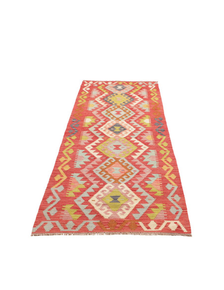 Rug Kilim Afghanistan 80x245 Terracotta Red Blu