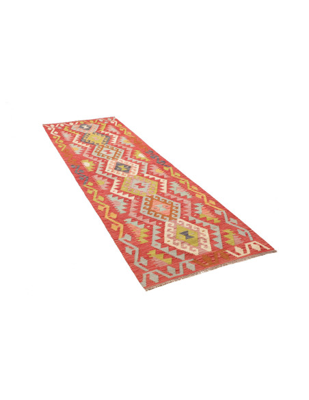 Rug Kilim Afghanistan 80x245 Terracotta Red Blu