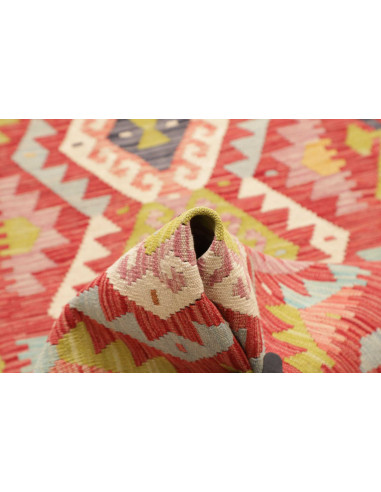 Rug Kilim Afghanistan 80x245 Terracotta Red Blu