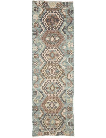 Rug Kilim Afghanistan 86x285 Muted Teal Brown