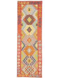 Tappeto Kilim Afghanistan 78x243 Rosso Corallo