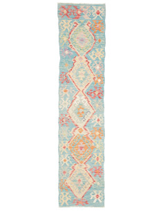 Tappeto Kilim Afghanistan 53x241 Azzurro Turche