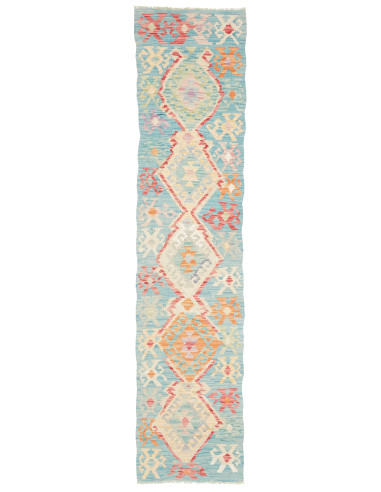 Tappeto Kilim Afghanistan 53x241 Azzurro Turche