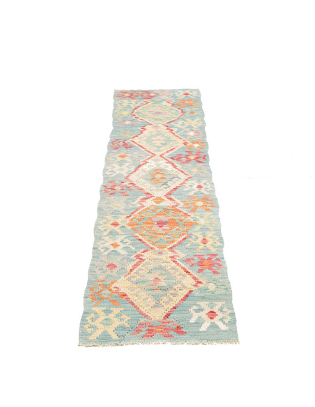 Tappeto Kilim Afghanistan 53x241 Azzurro Turche