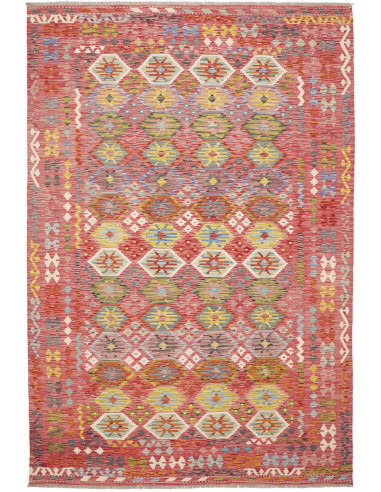 Rug Kilim Afghanistan 203x298 Pink Red Yellow B
