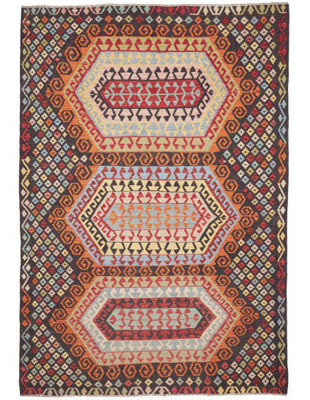 Rug Kilim Afghanistan 201x290 Dark Brown Multic