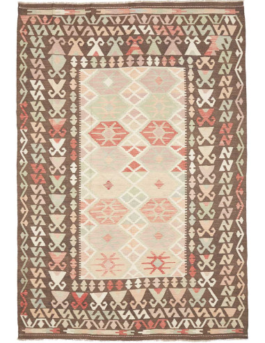 Tappeto Kilim Afghanistan 204x292 Marrone Beige