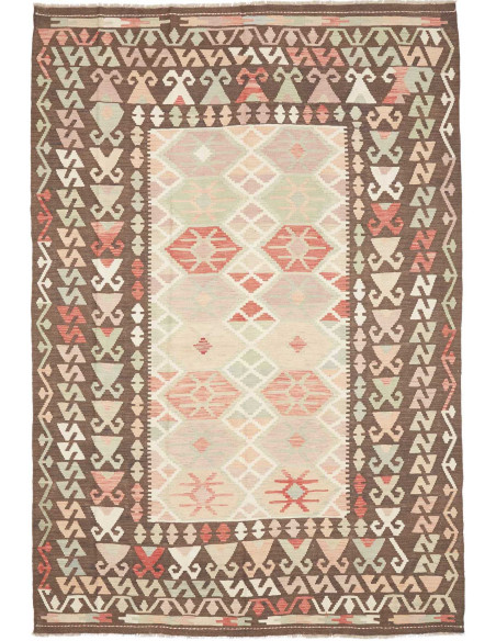 Tappeto Kilim Afghanistan 204x292 Marrone Beige