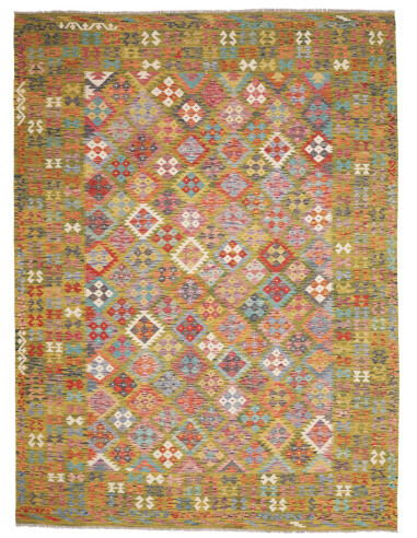 Tappeto Kilim Afghanistan 249x338 Verde Oliva M