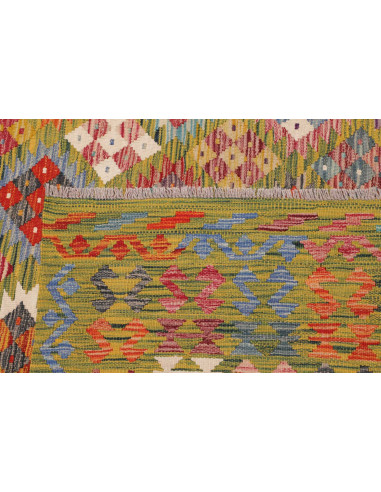 Tappeto Kilim Afghanistan 249x338 Verde Oliva M