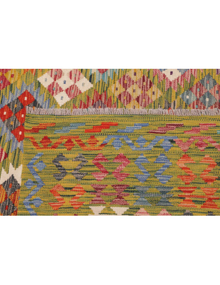 Tappeto Kilim Afghanistan 249x338 Verde Oliva M