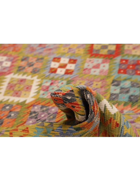 Tappeto Kilim Afghanistan 249x338 Verde Oliva M